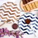 Brown and Blue Chevron Wood and Resin Cake Stand for Dessert, Fruit and Planter